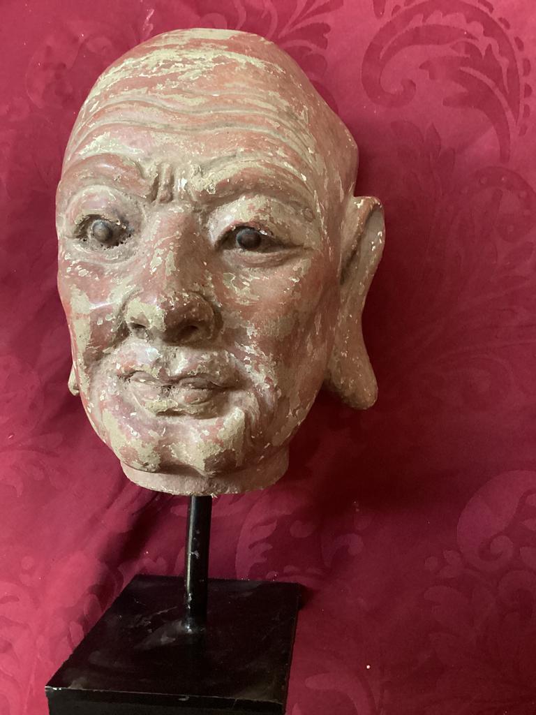 Boeddha hoofd klei terracotta antiek beeld, Antiek en Kunst, Ophalen