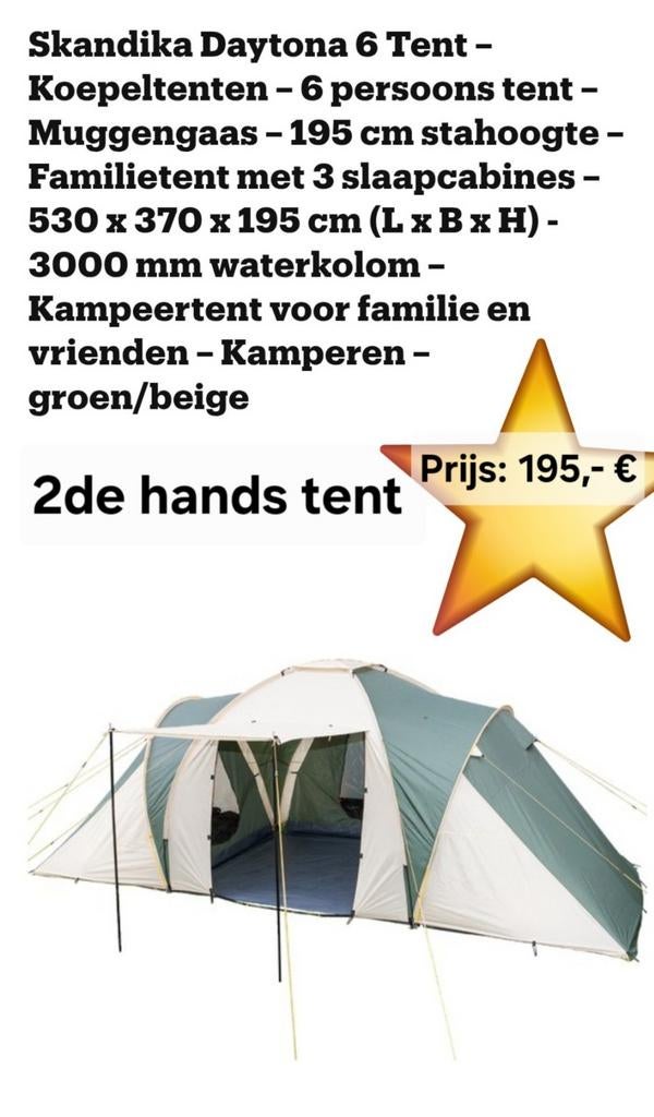 Skandika tent daytona xxl, Caravans en Kamperen, Tenten, Ophalen of Verzenden, Zo goed als nieuw, Tot en met 6
