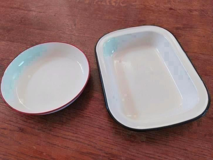 Set van 2 emaille schalen, Antiek en Kunst, Ophalen of Verzenden