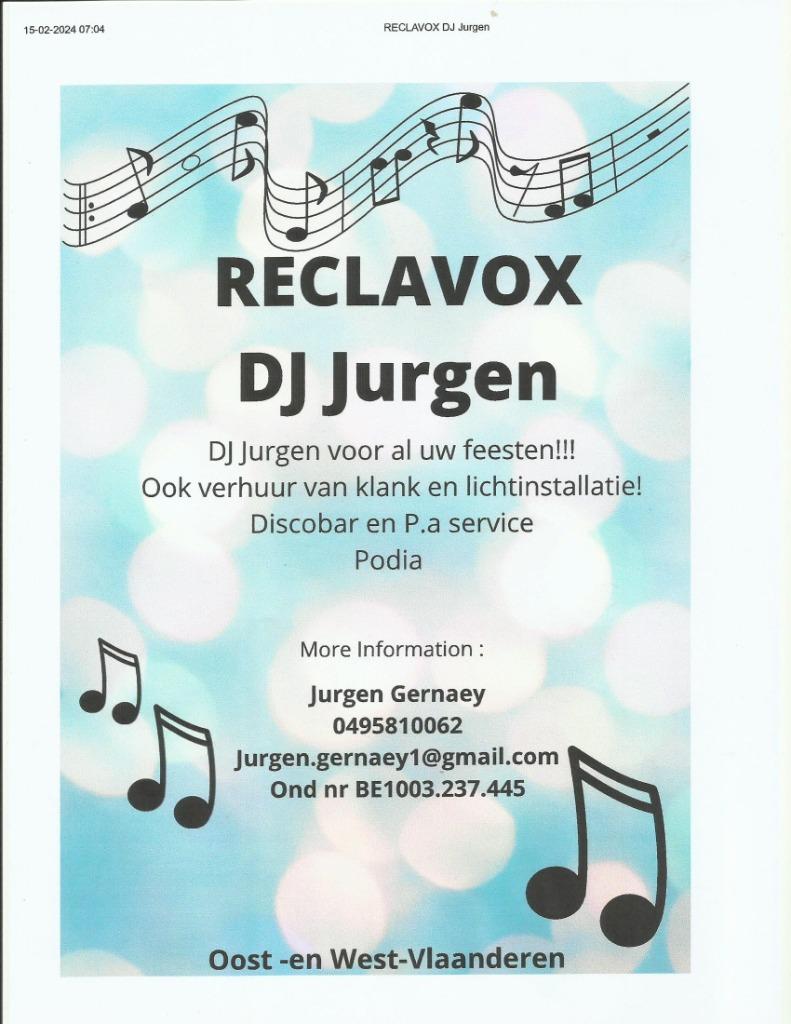 Voor al uw feesten, Diensten en Vakmensen, Muzikanten, Artiesten en Dj's, DJ