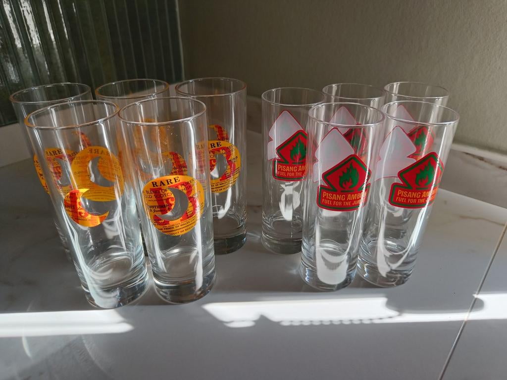 Set 90's longdrinkglazen Pisang Ambon | J&B, Verzamelen, Ophalen of Verzenden, Zo goed als nieuw