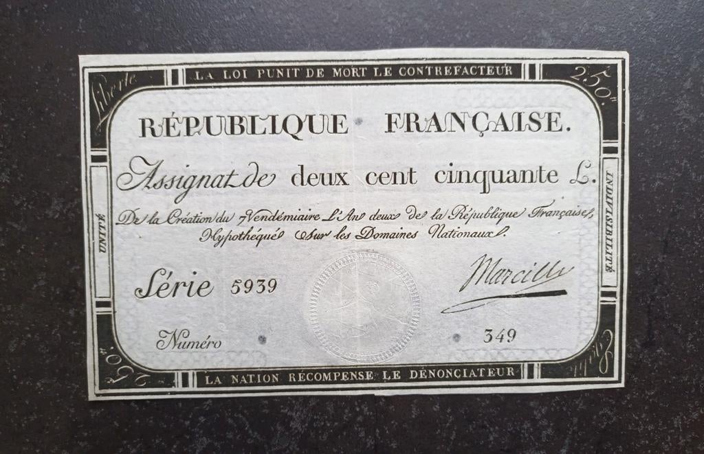 Superbes 250 livres de 1794 !, Enlèvement ou Envoi, Billets en vrac