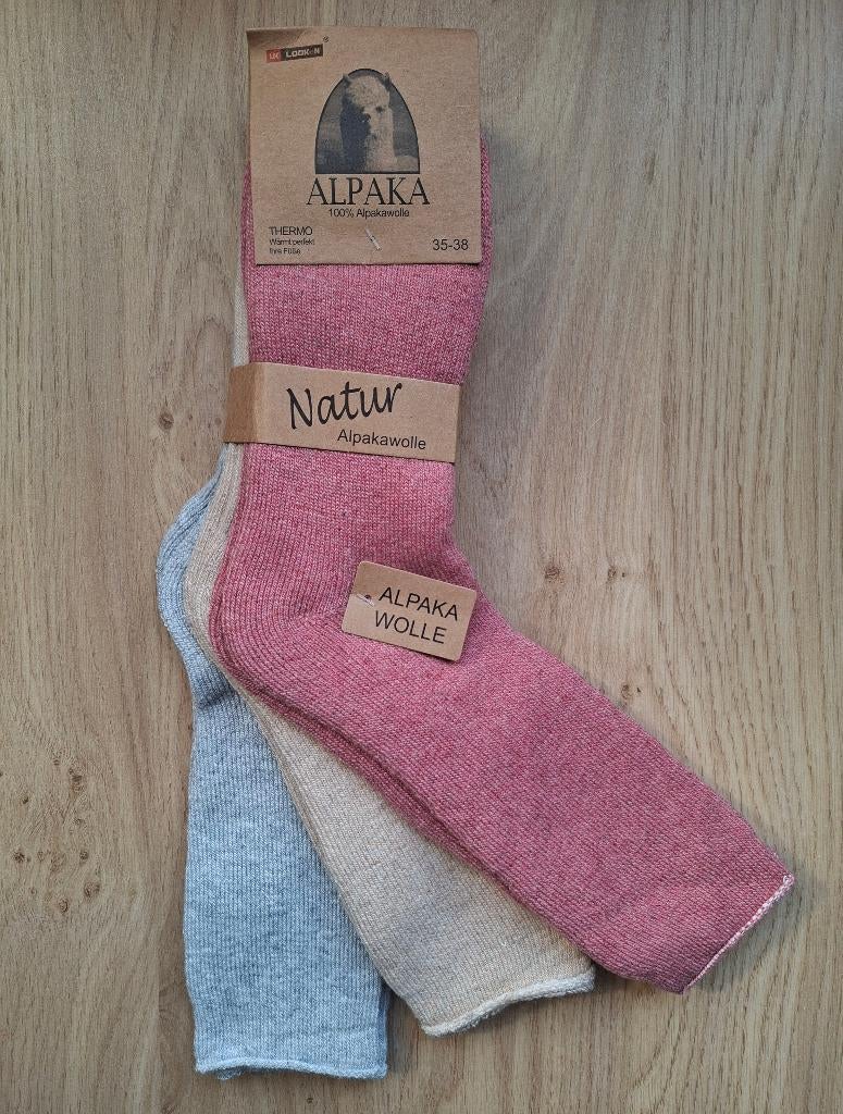 3 Paar Thermo Alpaca Wollen Sokken Maat 35-38 (Lang), Verzenden, Jongen of Meisje, Nieuw, Alpaka