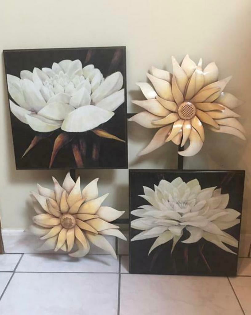 Cadre bois et métal, numéroté, motifs fleurs, Maison & Meubles, Accessoires pour la Maison | Peintures, Dessins & Photos
