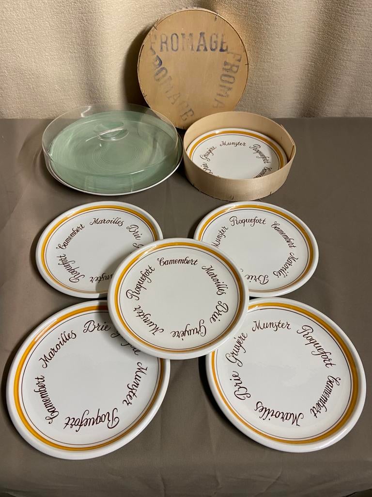 6 vintage kaasborden Boch La Louviere en presentatieschotel, Antiek en Kunst, Antiek | Servies compleet, Ophalen