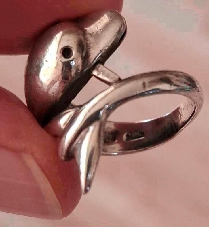 Bague en argent, dauphin, parfait état, Enlèvement ou Envoi, Comme neuf