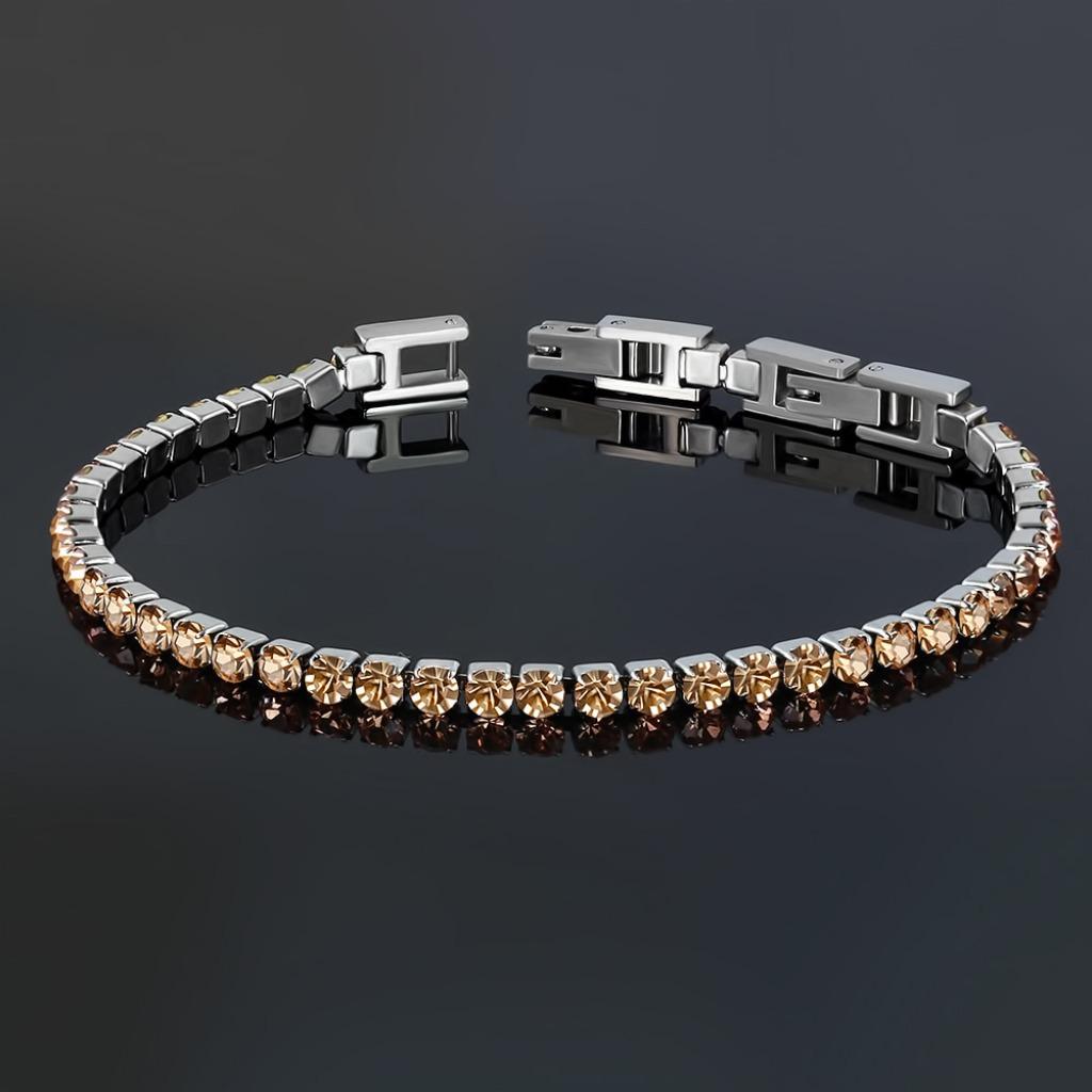 Damesarmband staal met topaz zirkonia steentjes, Handtassen en Accessoires, Armbanden, Ophalen of Verzenden, Nieuw, Staal, Met edelsteen