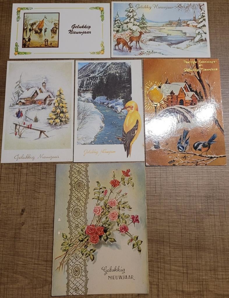 6 oude postkaarten: Kerst en Nieuwjaar, Ophalen of Verzenden, Ongelopen, Feest(dag)