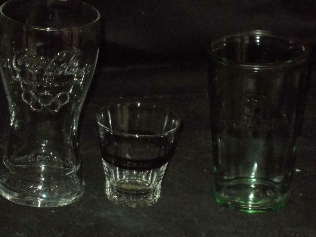Glazen.Verres.Coca cola.Advokaat.Bacardi.Simpson's.Whiskey, Verzamelen, Ophalen of Verzenden, Gebruikt, Glas of Glazen, Overige merken