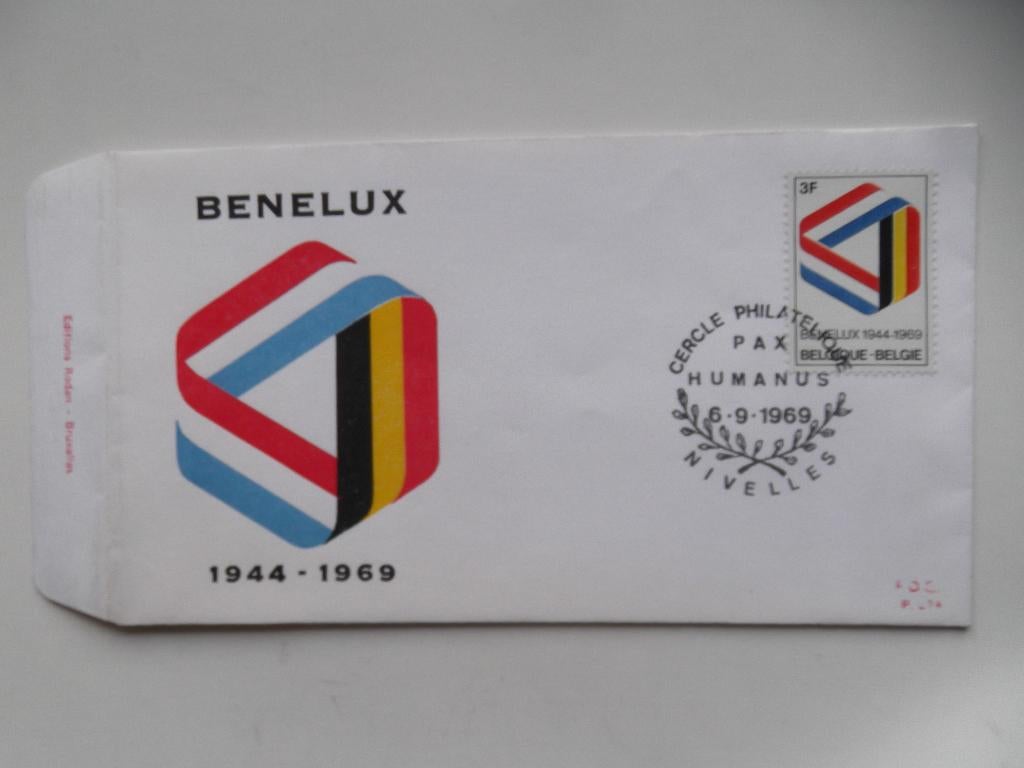 1500 FDC 25 jaar Benelux, Enlèvement ou Envoi, Affranchi, Oblitération 1er jour, Avec enveloppe