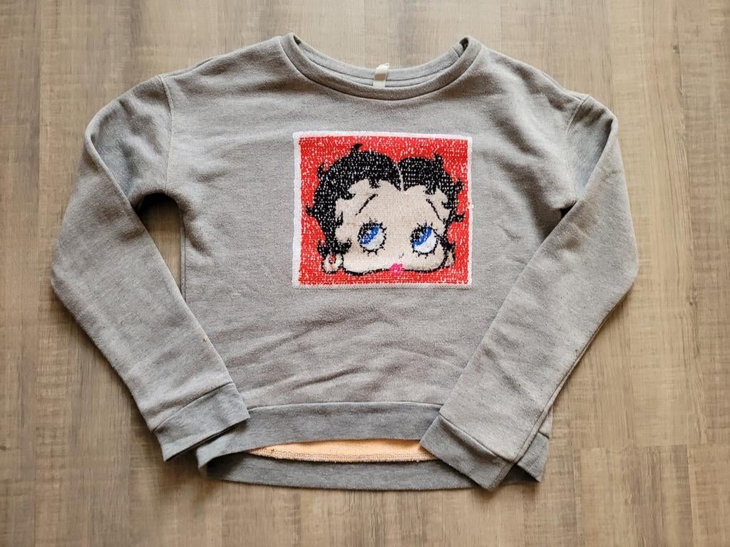 Sweater CKS Betty Boop grijs, maat 164 of 14 jaar, Meisje, Ophalen of Verzenden, Zo goed als nieuw, Trui of Vest