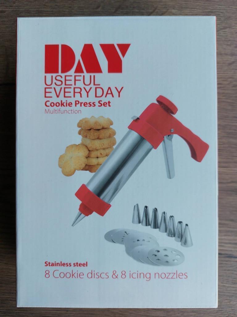 Cookie press set, koekjespistool met 8 spuitmondjes (NIEUW), Huis en Inrichting, Ophalen of Verzenden, Nieuw