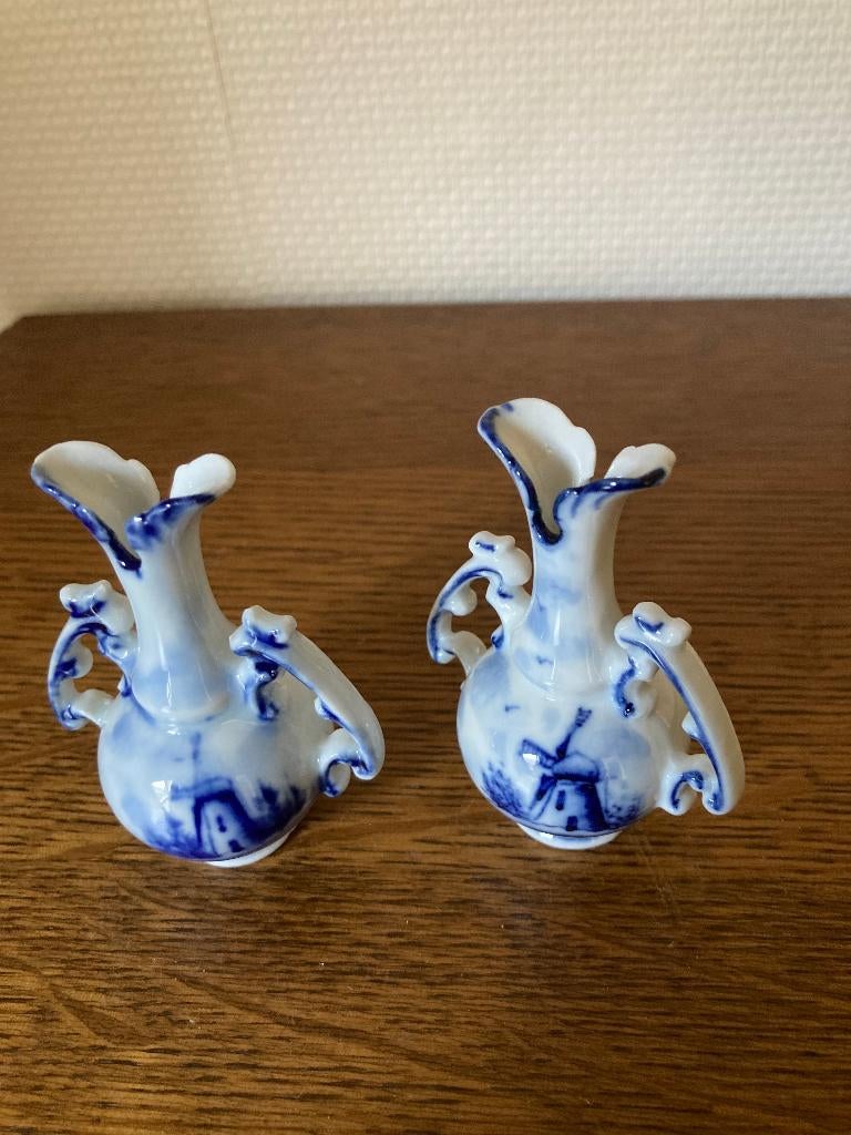 2 miniatuur vaasjes in delfts blauw, Ophalen of Verzenden