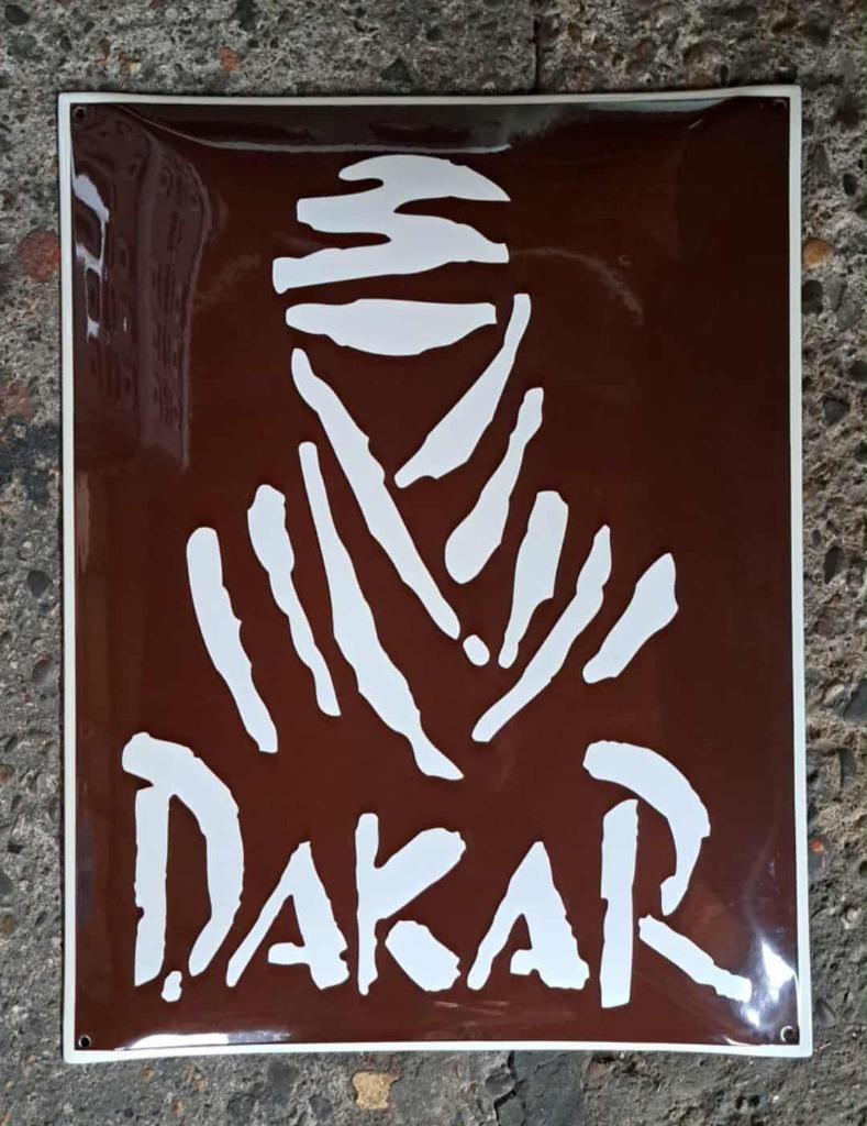 Mooi emaillen Dakar reclame decoratie bord mancave garage, Ophalen of Verzenden, Zo goed als nieuw, Reclamebord