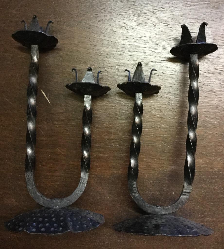 2 Handgemaakte smeedijzeren kandelaars, Antiek en Kunst, Ophalen of Verzenden