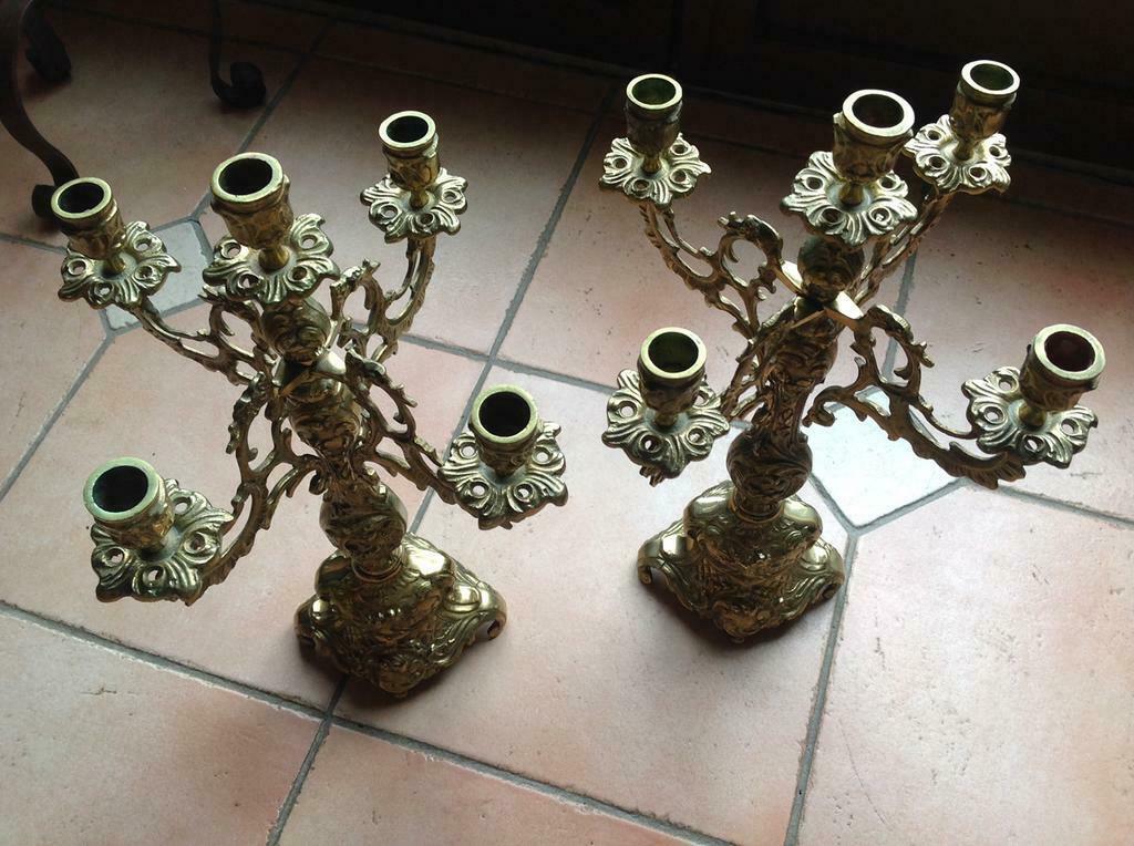 2 bougeoirs en cuivre ancien, Cuivre ou Bronze
