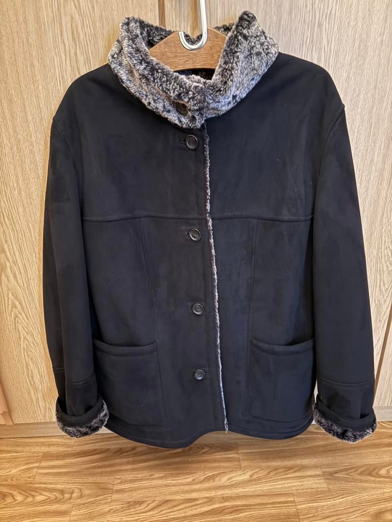Zwarte suede jas (46), Maat 46/48 (XL) of groter, Ophalen of Verzenden, Gedragen, Eugen Klein