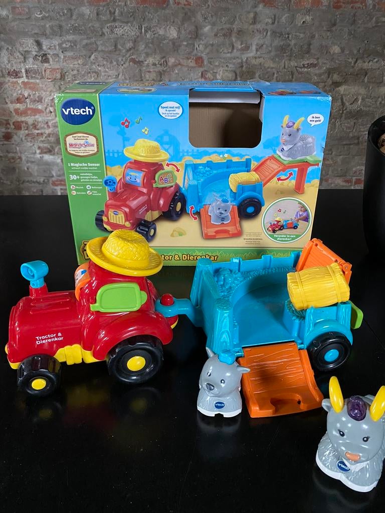 Vtech traktor en dierenkar, Ophalen of Verzenden, Gebruikt