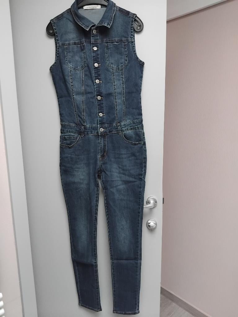 Jeans jumpsuit/overall L, Enlèvement ou Envoi, Comme neuf, Bleu, W30 - W32 (confection 38/40)