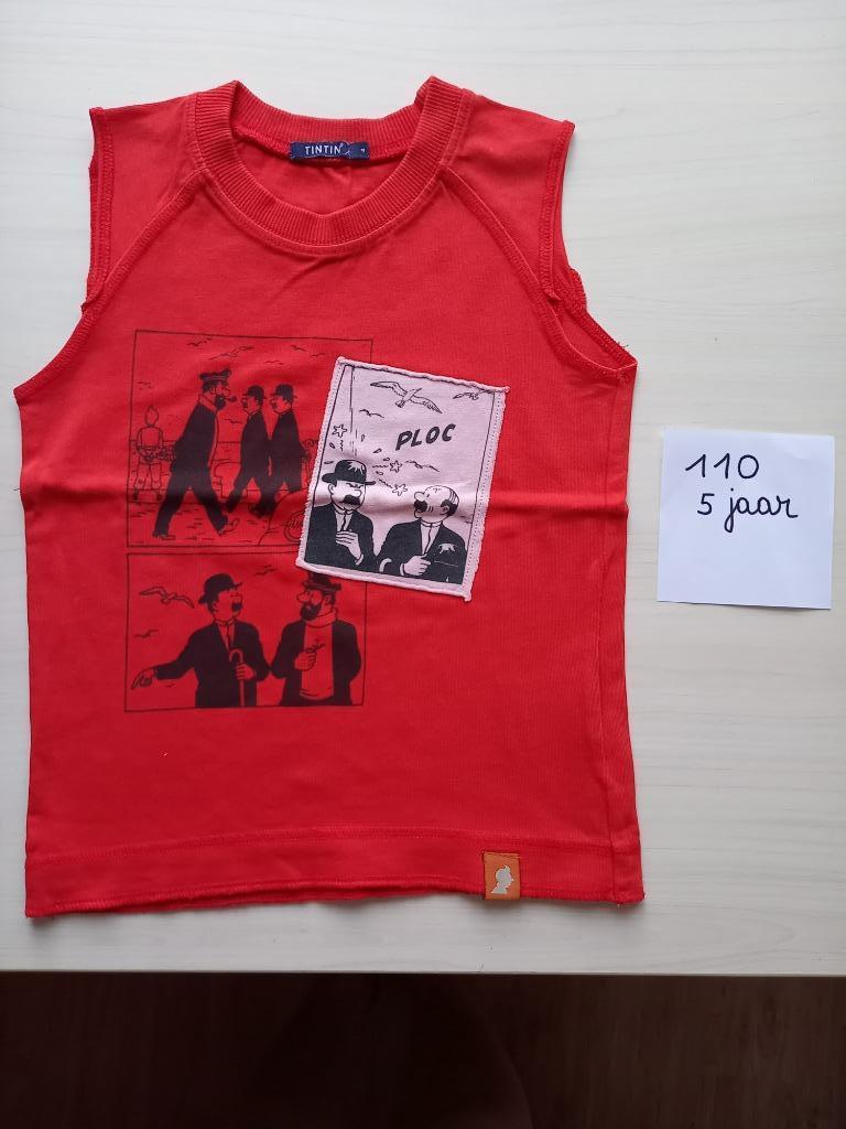 Nieuwstaat t-shirt/topje Tintin/kuifje maat 110 jongen, Kuifje (Tintin), Ophalen of Verzenden, Zo goed als nieuw, Shirt of Longsleeve