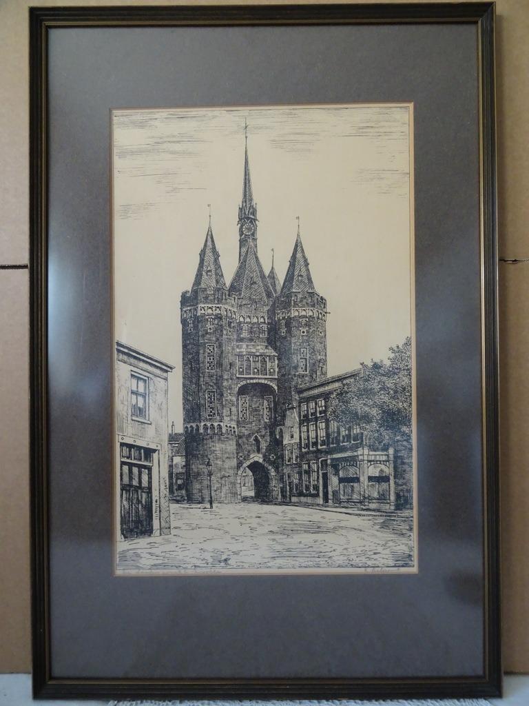 Lithographie K. Legrand Lithographie De Sassenpoort Zwolle, Antiquités & Art, Enlèvement ou Envoi