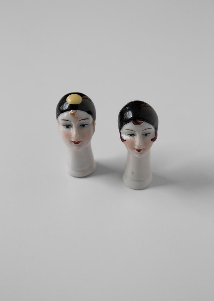 2 Art deco beeldjes "Pierrot et Pierrette” (jaren '30), Antiek en Kunst, Antiek | Porselein, Ophalen of Verzenden
