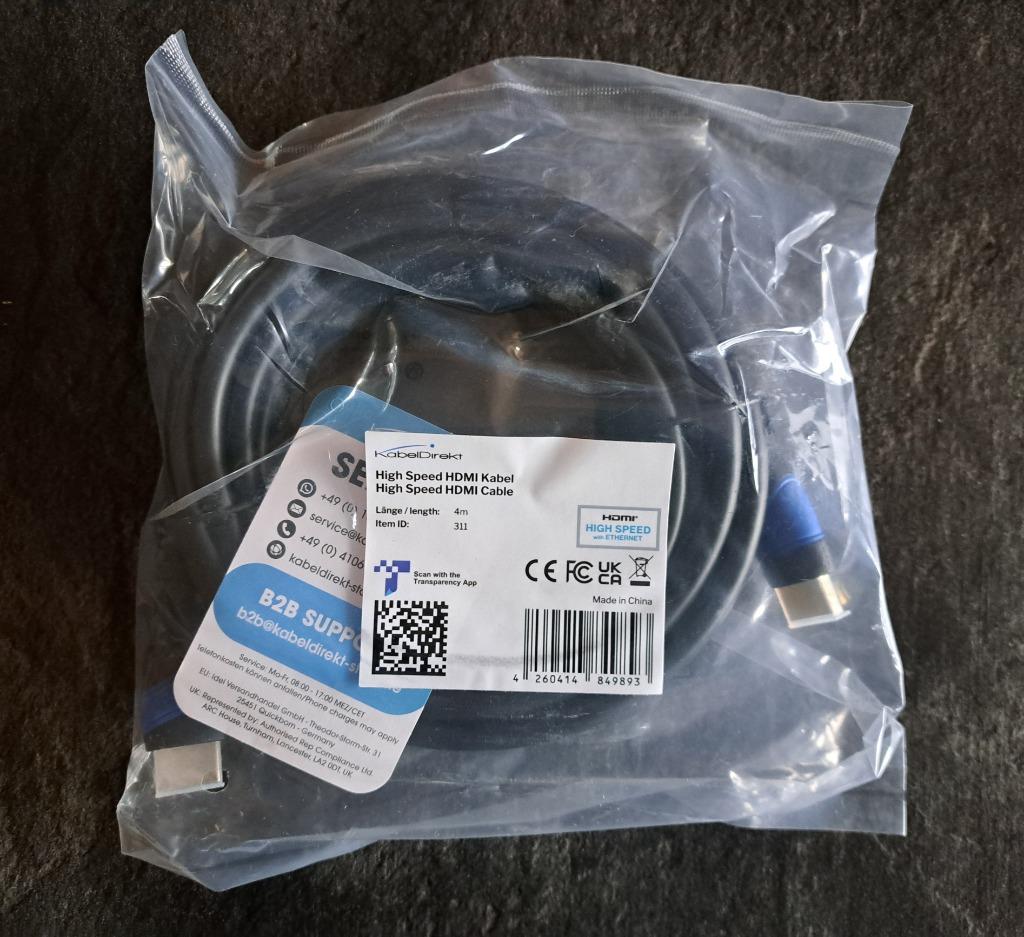2 câbles HDMI 4 m, Enlèvement, Neuf, Câble HDMI