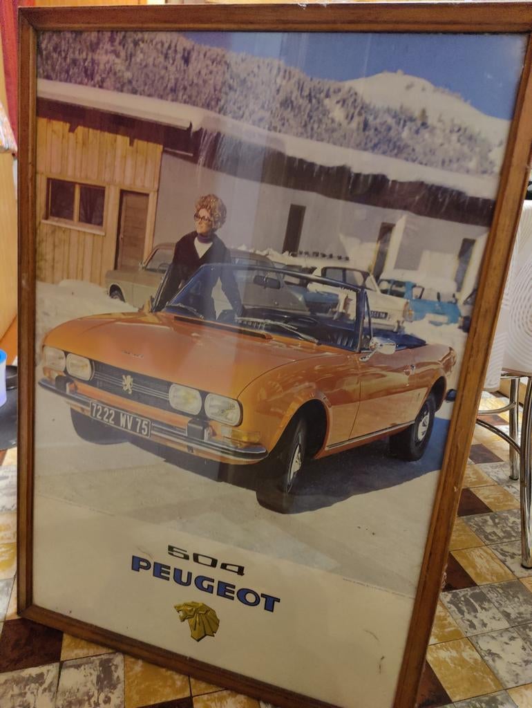Peugeot 504 cabriolet affiche vintage, Ophalen
