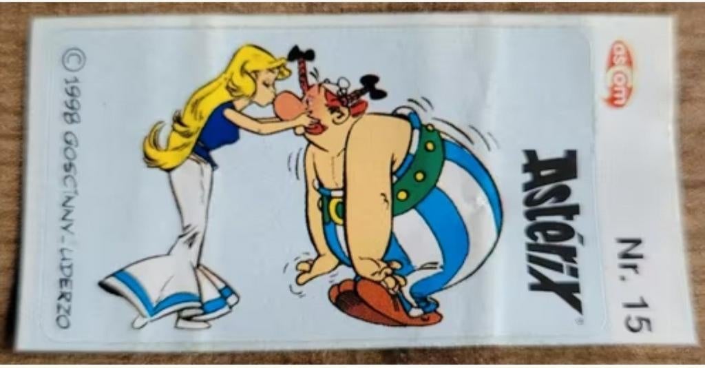 Asterix en Obelix: kleine sticker (Bubble Gum), Ophalen of Verzenden, Asterix en Obelix, Gebruikt, Plaatje, Poster of Sticker