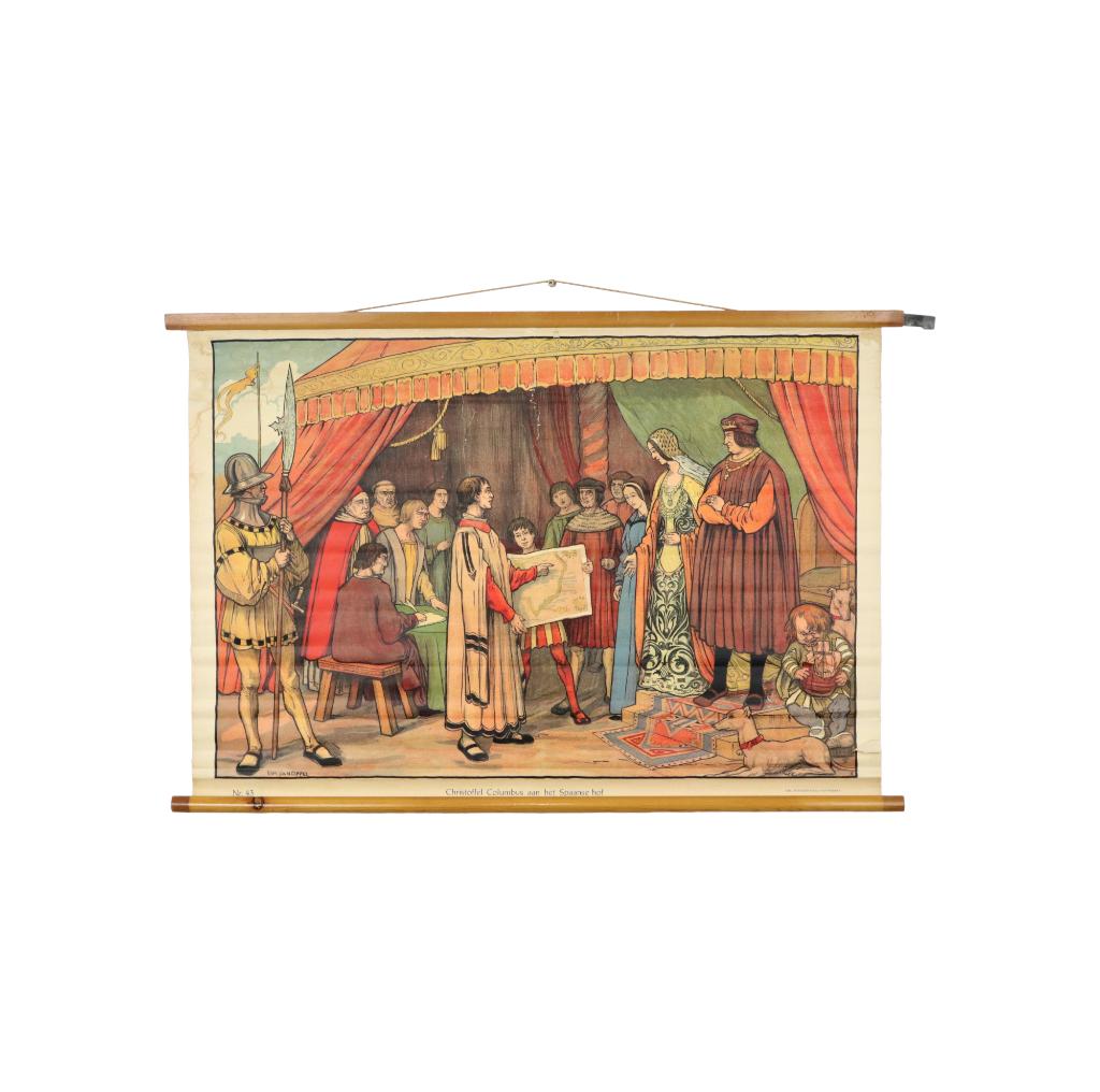 Educatieve Oude Schoolplaat Columbus aan het Spaanse Hof 94c, Enlèvement ou Envoi, Histoire
