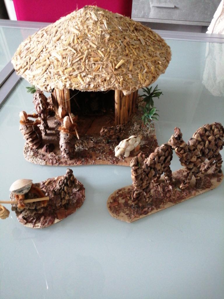 Handgemaakte kerststal in organisch materiaal, Ophalen of Verzenden, Zo goed als nieuw