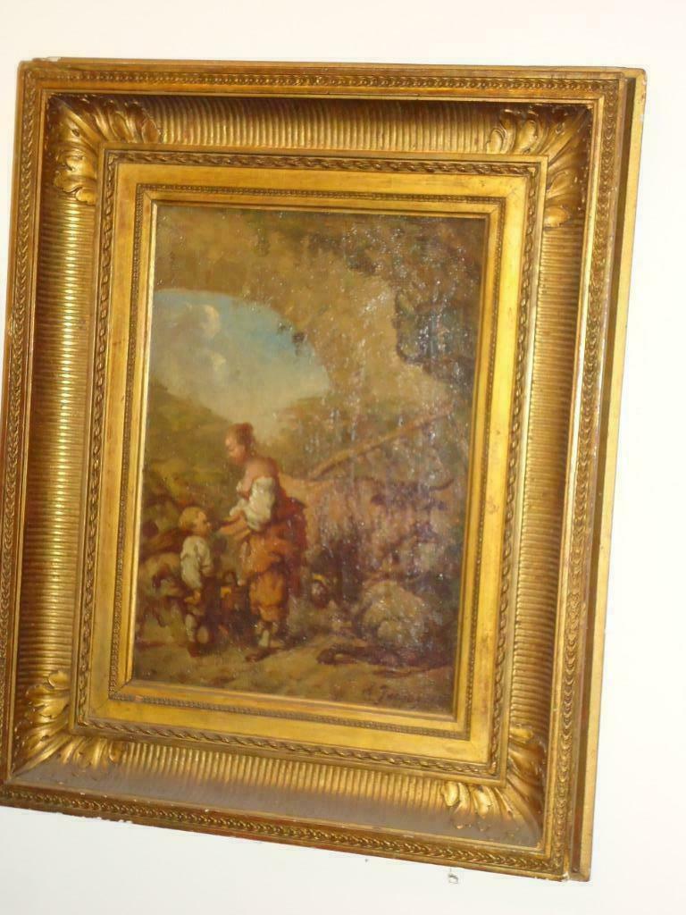 1840 Charles Emile JACQUE Paris école de Barbizon olie/doek, Ophalen