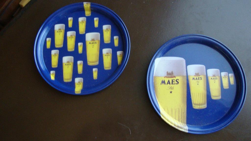 2 sous - verre en métal Maes pils, Enlèvement ou Envoi, Comme neuf, Sous-bock, Autres marques