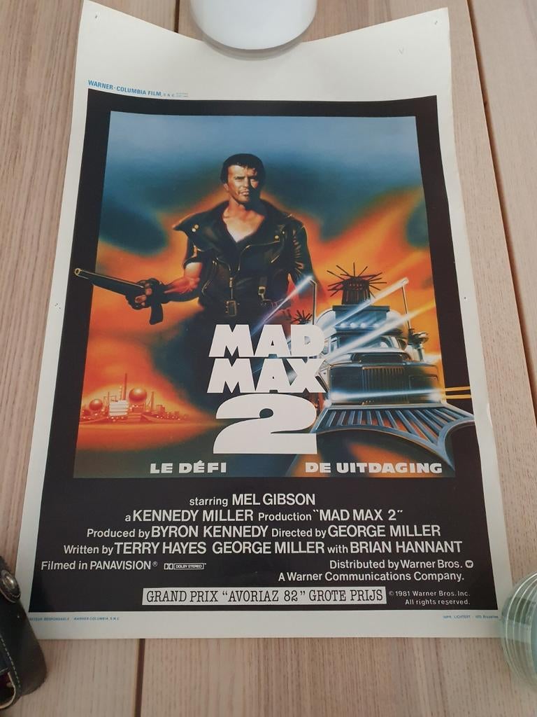 MAD MAX 2 poster (Belgische versie) + Mad Max 3 kopie, Rechthoekig Staand, Ophalen of Verzenden, Zo goed als nieuw, A1 t/m A3