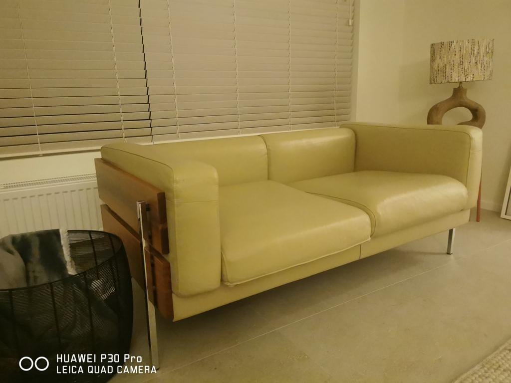 fauteil en cuire  mid century modern, Enlèvement, Bois