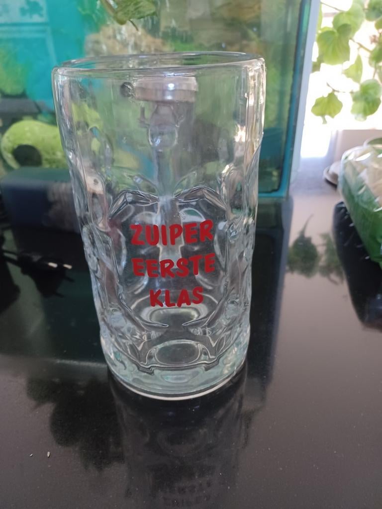 Bierglas met bel op 1liter, Verzamelen, Ophalen of Verzenden, Zo goed als nieuw, Bierglas