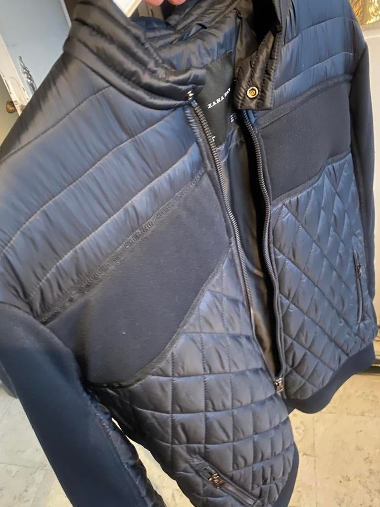 Zara Men heren vast jas donsjas, Kleding | Heren, Jassen | Winter, Verzenden, Zo goed als nieuw, Maat 48/50 (M), Blauw