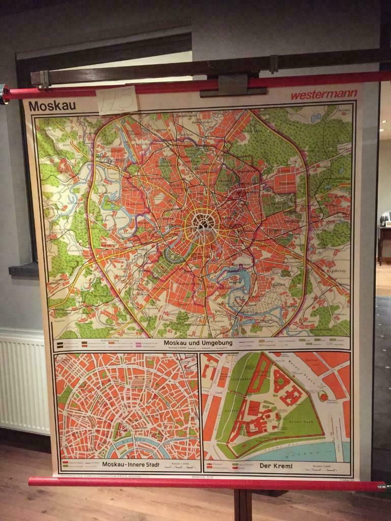 Retro schoolkaart - Moscou - Kaart 225, Enlèvement ou Envoi, Utilisé