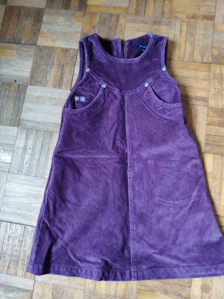 Retro paars velours kleedje z mouw overgooier - mt 104 110, Ophalen of Verzenden, Gebruikt, Meisje, Jurk of Rok