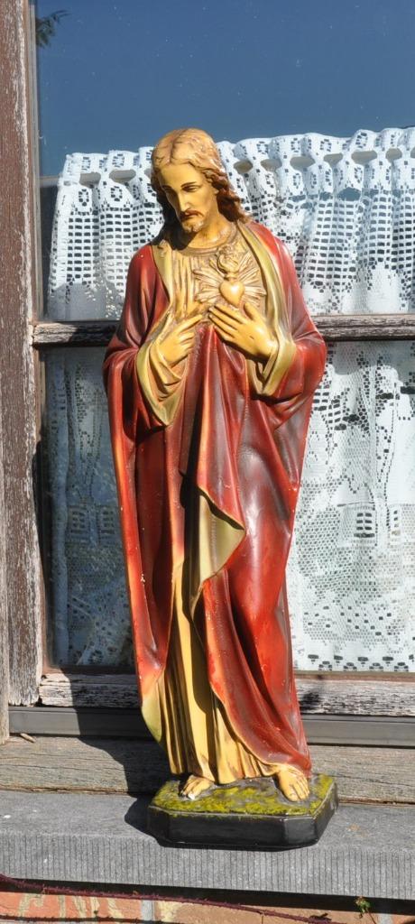 grand christ au sacre coeur en platre 70 cm, Antiquités & Art, Antiquités | Objets religieux, Enlèvement ou Envoi