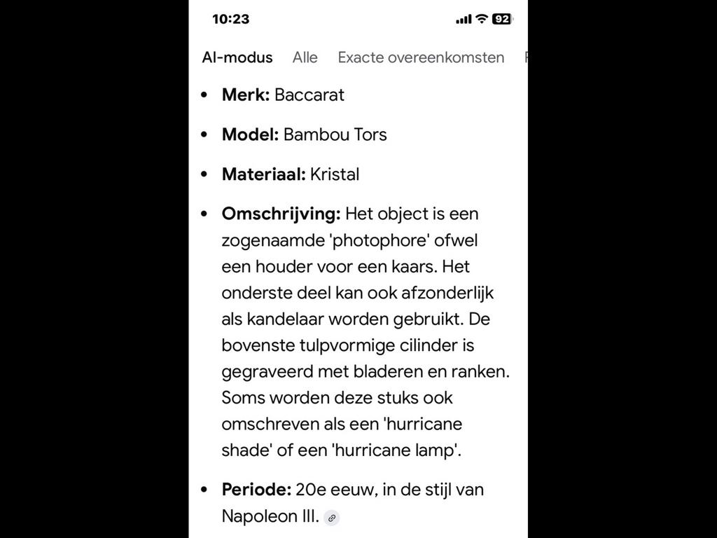 Baccara kristallen kaarshouder, Ophalen