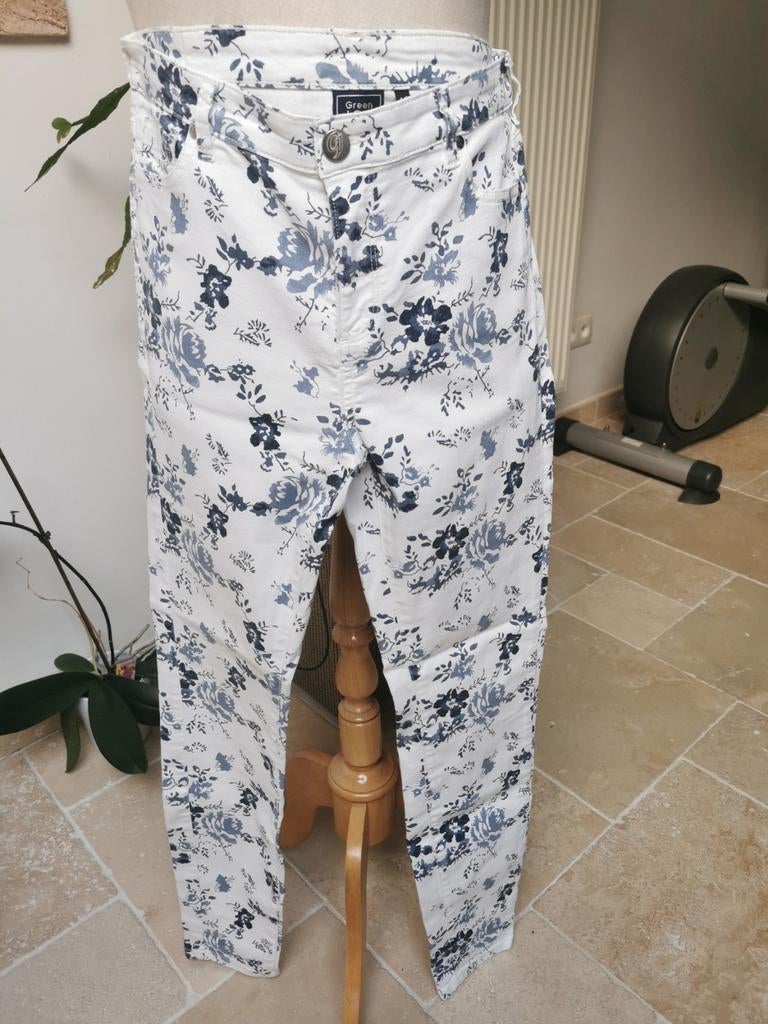 Heel mooie gebloemde jeans van Green Ice, Ophalen of Verzenden, Zo goed als nieuw