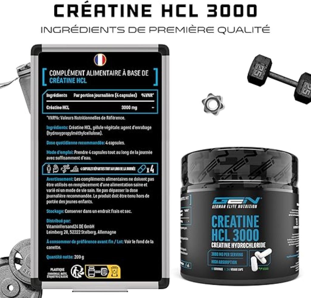 Créatine HCL 240 capsules végétaliennes LIVRAISON GRATUITE, Envoi, Neuf, Aroma