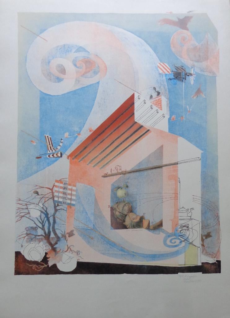 MARCEL HASCIC / TEPLO / KLEURLITHO / 70x51cm / SIG / 1984, Antiek en Kunst, Kunst | Litho's en Zeefdrukken, Ophalen of Verzenden