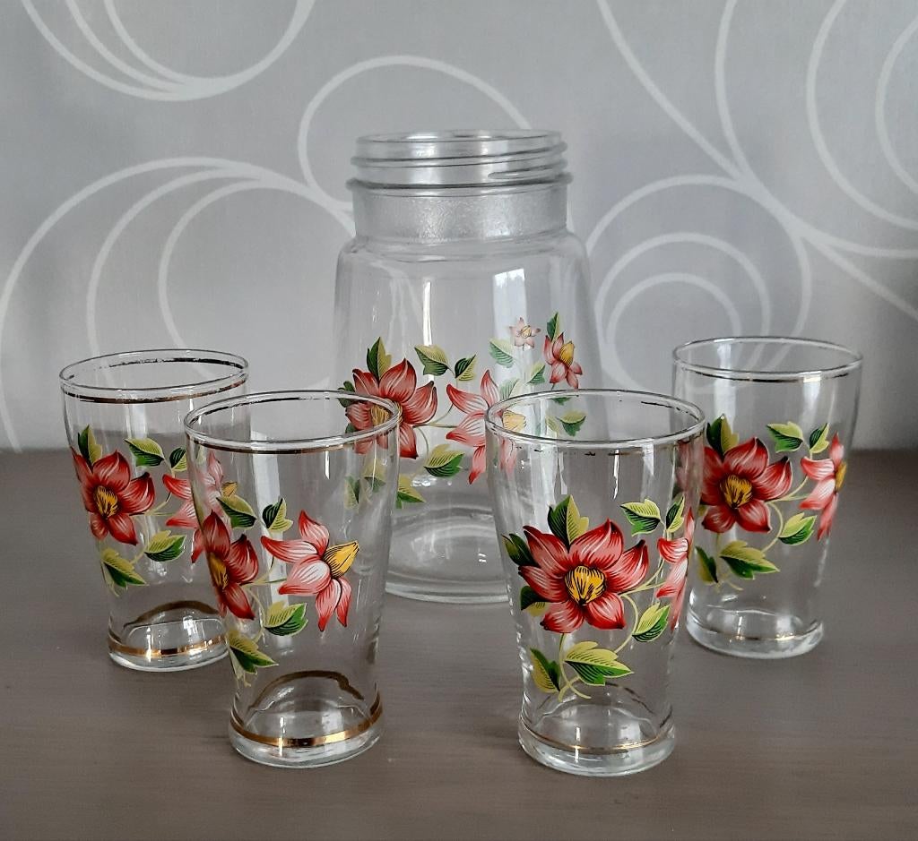 Vintage set glazen - jaren 60, Ophalen, Gebruikt, Overige typen