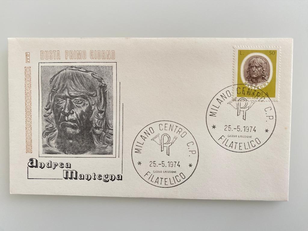 Timbre Enveloppe Premier Jour Italie Andrea Mantegna 1974, Enlèvement ou Envoi, Affranchi