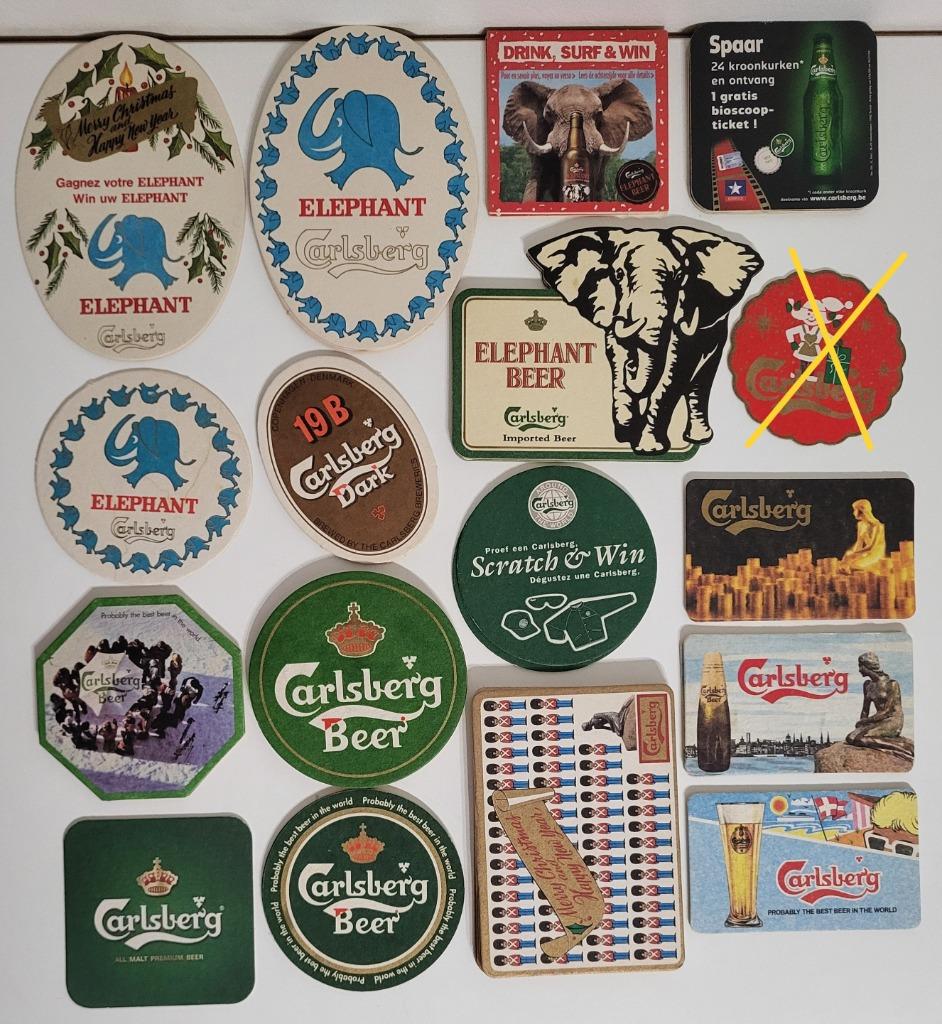 viltjes Carlsberg bierviltjes elephant beer bierkaartjes, Collections, Marques de bière, Comme neuf, Sous-bock, Autres marques