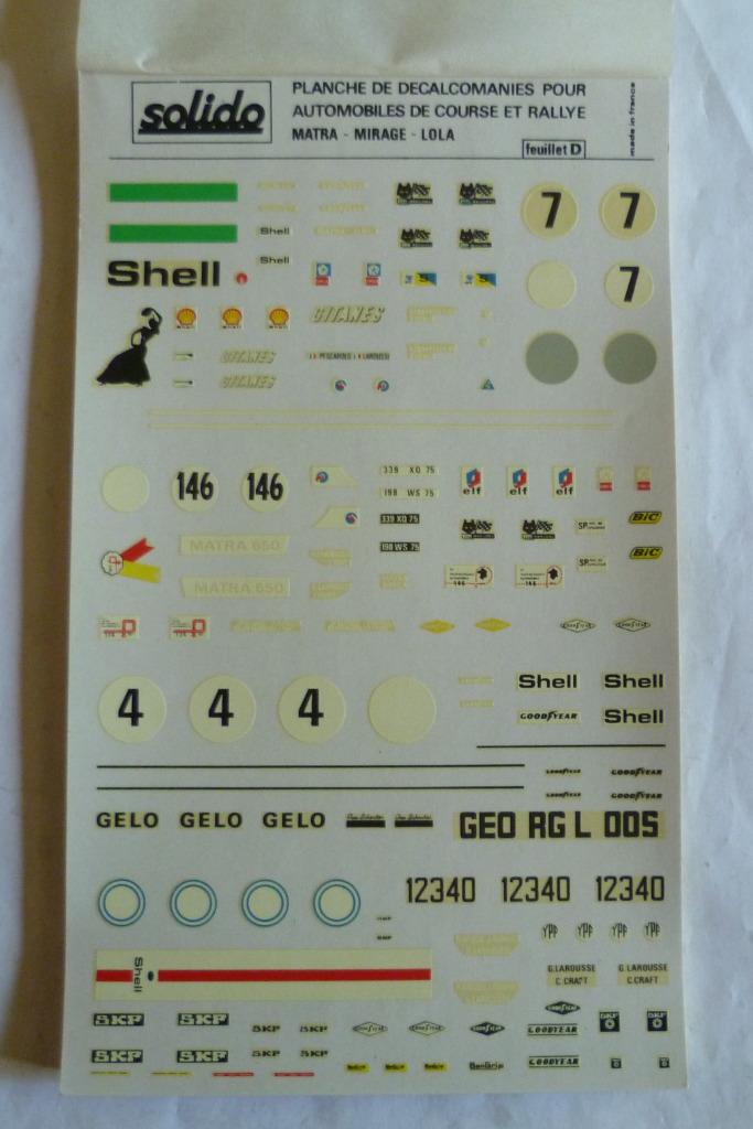 Solido Decals " Matra - Mirage - Lola ", Enlèvement ou Envoi, Comme neuf, Voiture, Solido