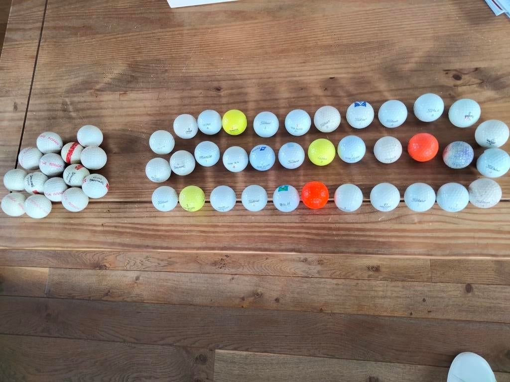 50 golfballen: Titleist, Spalding, Wilson, Dunlop,..., Sport en Fitness, Golf, Ophalen of Verzenden, Zo goed als nieuw, Bal(len)