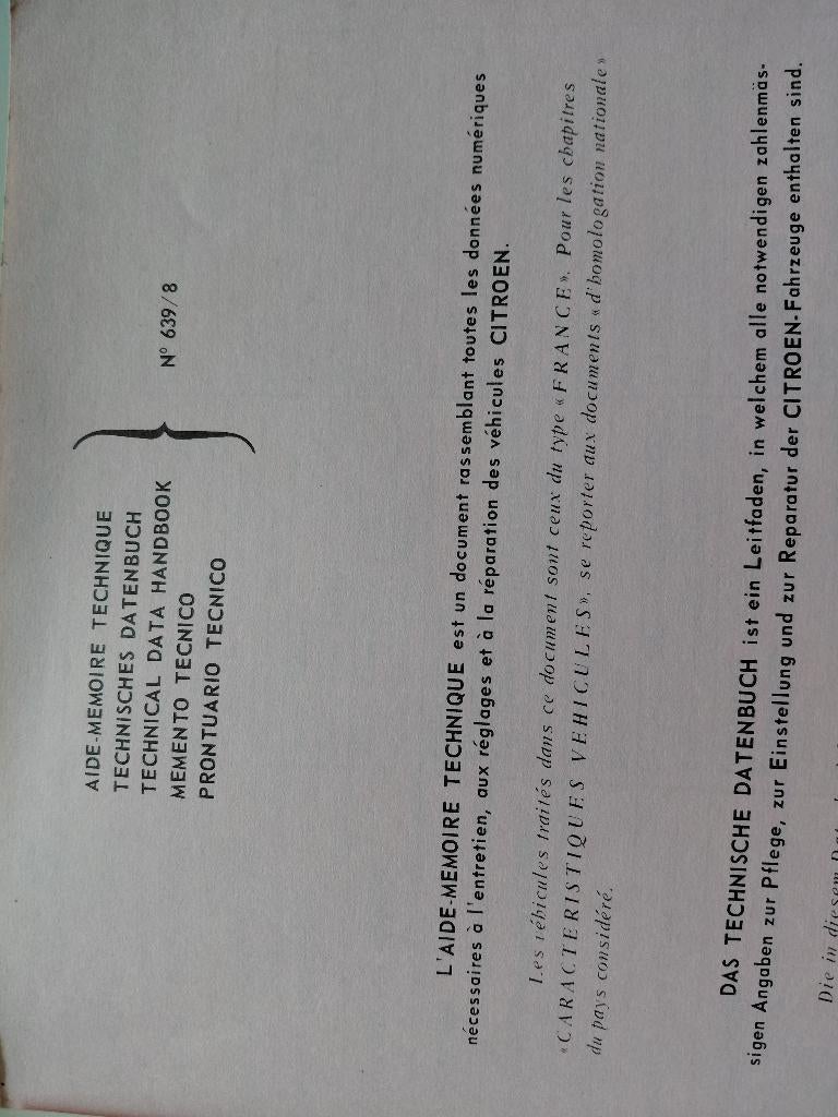 Aide-mémoire technique Citroën Ami Super 1973, Enlèvement, Utilisé, Citroën